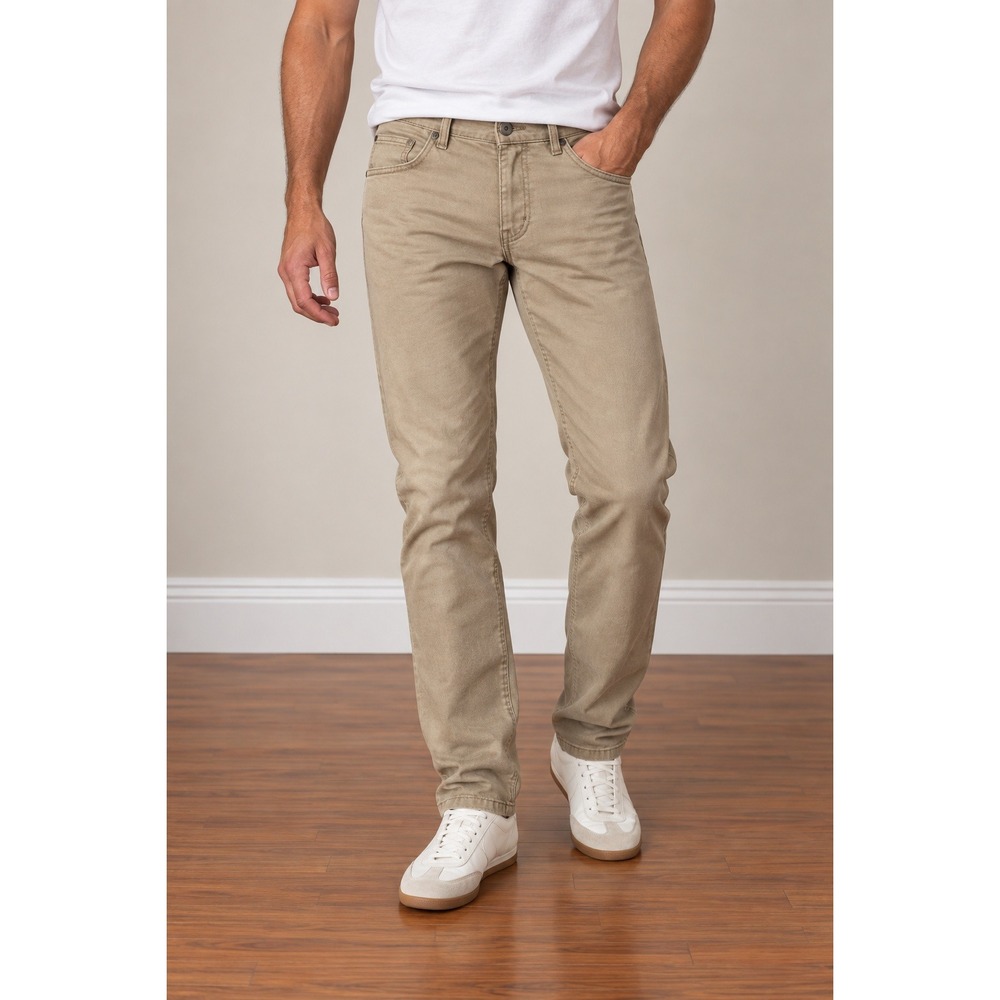 Wrangler Tough Comfort Slim Fit Jeans Men 33x32 Khaki Stretch 5 Pocket Pants